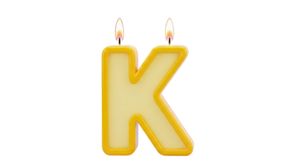 Yellow Letter K Birthday Candle
