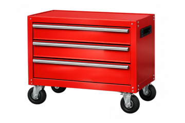 Red metal rolling tool cart providing mobile storage, organization, and accessibility for various tools and equipment