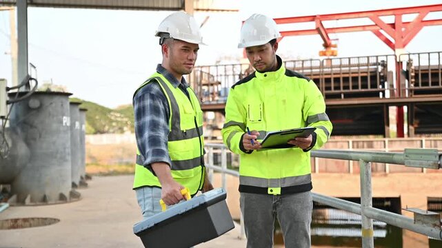 Engineers and expert inspectors are working together to identify defects in the wastewater treatment system.