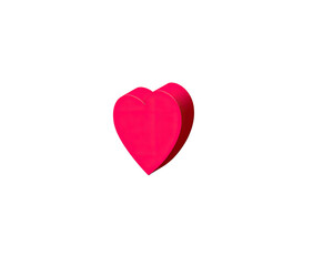 Fototapeta premium A 3D rendered, bright pink heart, casting a subtle shadow, set against a stark black background