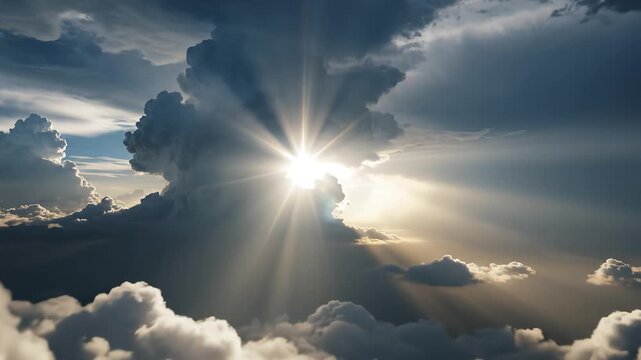 Sunlight breaking through storm clouds