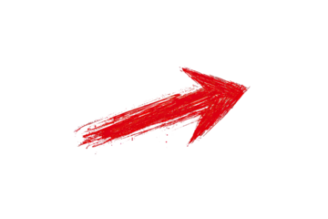 A vibrant, hand-drawn red arrow points diagonally right, set against a stark, black background