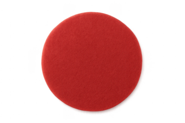 Red circular felt fabric material on transparent background