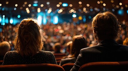Audience in a theater watching a performance