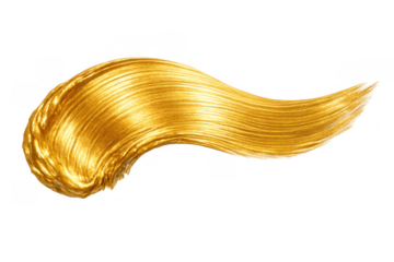 Golden paint brush stroke creating a shimmering metallic wave, abstract luxury texture on transparent background