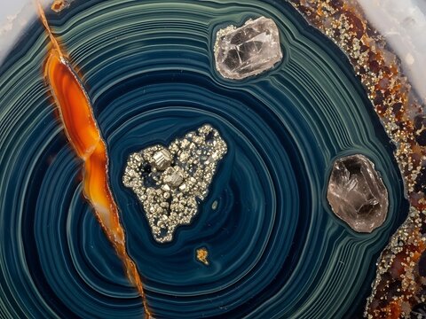 Abstract macro shot of agate stone and crystals