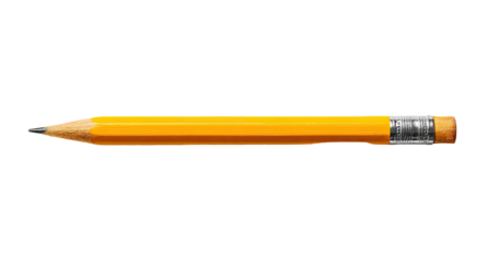 A fully rendered, isolated yellow writing utensil with a metallic eraser tip
