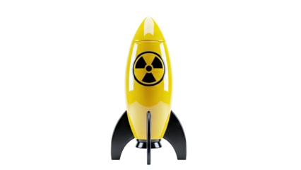 Yellow Rocket with Radiation Symbol