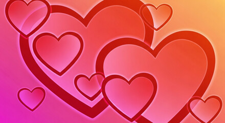 Multiple red hearts on gradient background for valentine's day