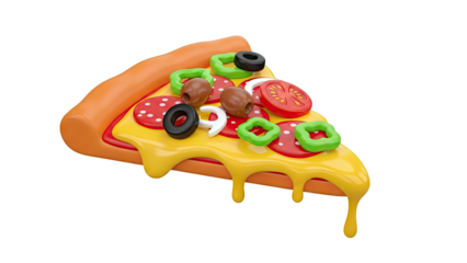 Stylized 3D Slice of Pepperoni Pizza with Toppings