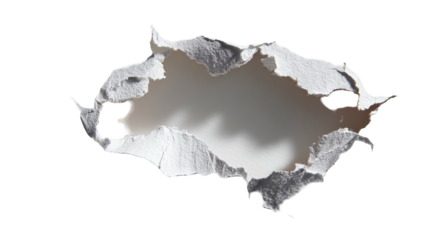 Close-up of ripped white paper, creating an oval shape, revealing a neutral background