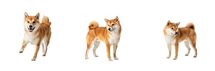 Shiba Inu Dog Isolated on White Background, Japanese Shiba Studio Shot, Shiba Inu, 柴犬,...