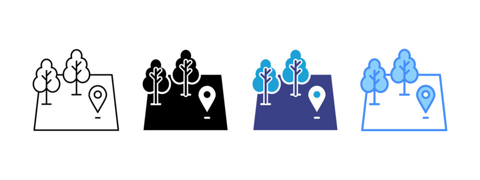 Land icon set multiple style collection