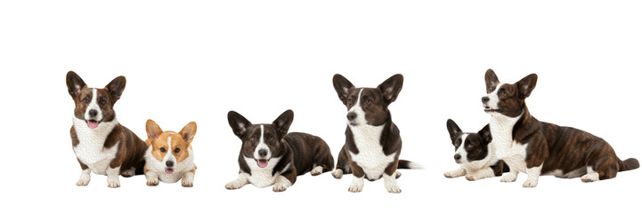 Cardigan Welsh Corgi Isolated on White Background, Corgi with Tail Studio Shot,...