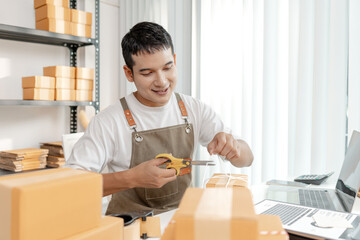 Ecommerce startup demonstrating modern online business model, combining packaging, logistics, and digital retail strategies to empower small business growth in global trade.