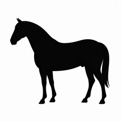 Obraz premium Horse Silhouette: The majestic silhouette of a horse, elegantly poised, stands against the backdrop. It's a stark yet beautiful representation of power and grace.