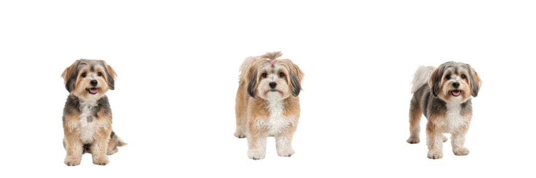 Lowchen Dog Isolated on White Background, Little Lion Dog Studio Shot, Petit Chien Lion, लोचेन, Purebred Toy Breed Cutout, Lion Cut Groomed Pet, Long Haired Small Canine, Cute Puppy Portrait.