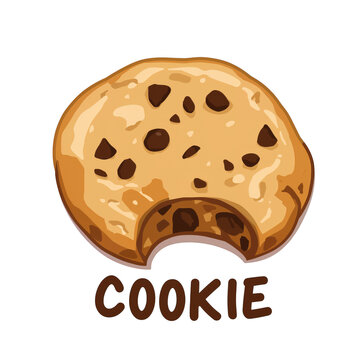 A bitten chocolate chip cookie isolated on transparent background