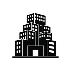 Fototapeta premium Apartment building icon flat vector illustration for real estate
