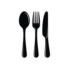 Cutlery set fork spoon knife silhouette vector illustration