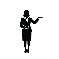 Businesswoman presenting gesture silhouette vector illustration