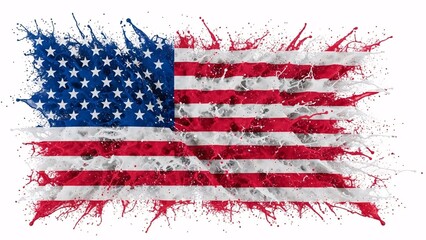 A patriotic illustration of the United states national flag featuring a blue star banner and red stripes in a grunge vector style for a rustic American symbol of the country