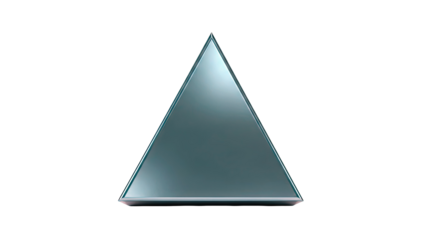 Teal Metallic Pyramid on White Background