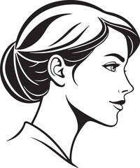 Elegant Woman Profile Portrait Vector Illustration Black and White Line Art © Picture Paradise