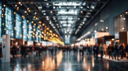 Blurred indoor event hall with lights