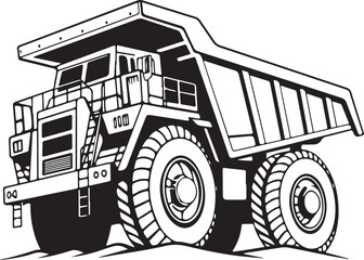 Black and White Vector Illustration of Giant Mining Dump Truck © Picture Paradise