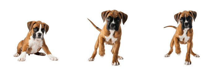 Boxer Puppy Isolated on White Background, बॉक्सर कुत्ता, Fawn Brindle...