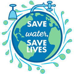 Global Save Water Save Lives Awareness Illustration