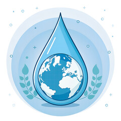 Global Water Conservation Concept with Earth Planet and Faucet Splash
