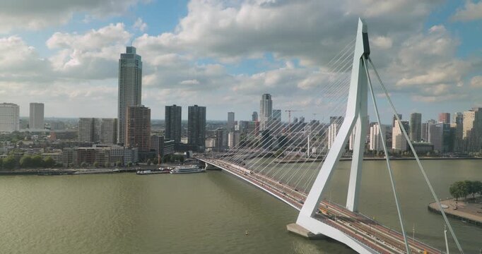 Rotterdam center view with Erasmus bridge