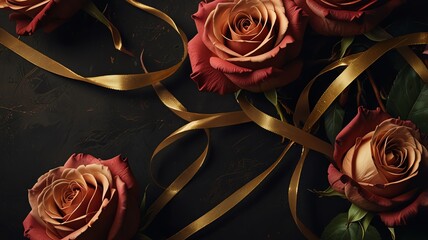 red roses on a wooden background