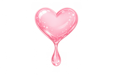 Pink dripping heart representing love, romance, and passion, ideal for valentine's day or sweet concepts