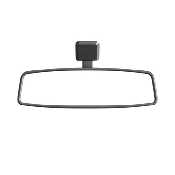 a car interior rear view mirror, centered horizontally with a mounting stem above. Isolated on a transparent background.