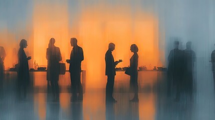 Silhouettes of people at a social gathering