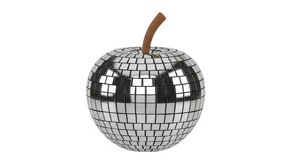 Disco Ball Apple on White Background