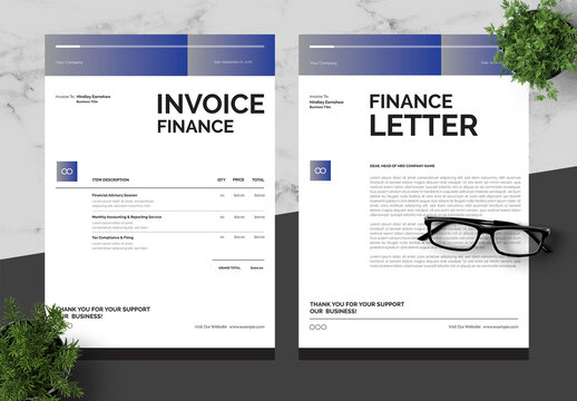 Blue And Black Invoice And Letterhead