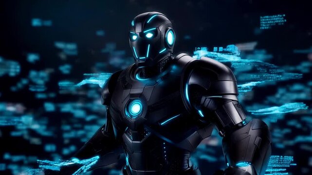 Sentinel crystallizing from waterfall of chaotic information into structured streams. Realistic authoritative imposing news analytics branding, commercial.