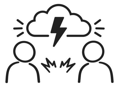 Line art illustration of two people depicting a conflict for business communication