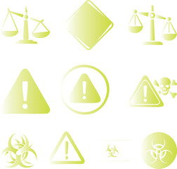 Biohazard warning sign glowing neon yellow green vector illustration flat design