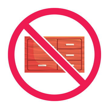 No cabinet sign, wardrobe prohibited icon, forbidden cabinet sign, vector illustration