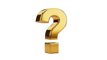 A shining golden 3d question mark symbol of inquiry, doubt, and finding answers