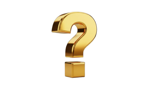 A shining golden 3d question mark symbol of inquiry, doubt, and finding answers