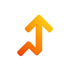 Graphic of a colorful, stylized arrow pointing upwards against a solid black background