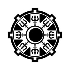 Obraz premium Sacred chakra wheel with eight tridents vector illustration