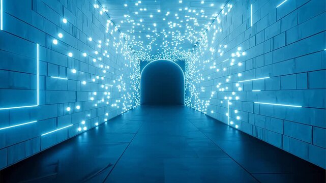Futuristic neon lit corridor