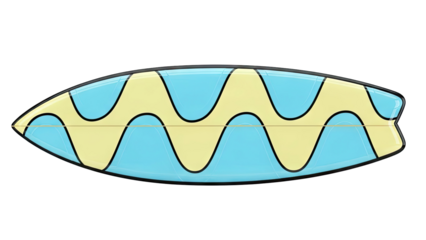 Surfboard with Abstract Wave Pattern